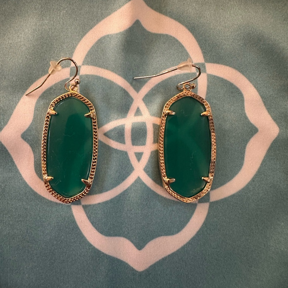 Kendra Scott Gold & Teal Dangle Earrings